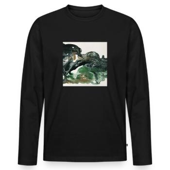 Abstrakte Acrylkunst grün - Männer Premium Bio Langarmshirt - Schwarz - Vorne - Nico (187cm)