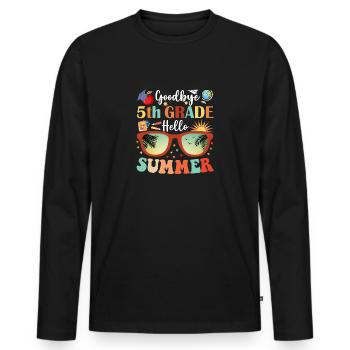 Goodbye 5th Grade Hello Summer - Men's Premium Organic Long Sleeve Shirt - black - Front - Nico (187cm)