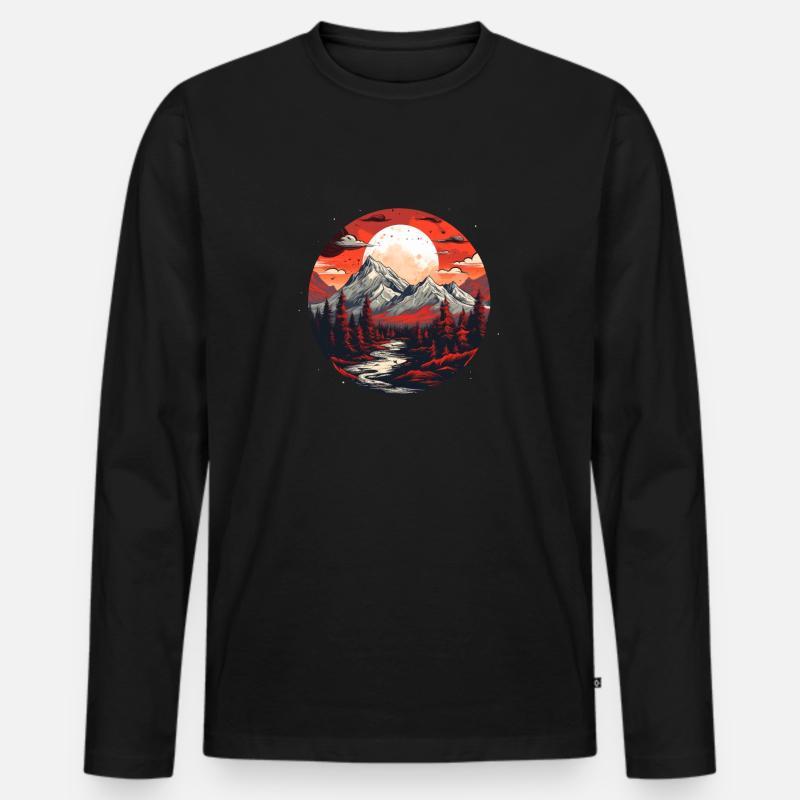 Mitternachtsberge - Männer Premium Bio Langarmshirt - Schwarz