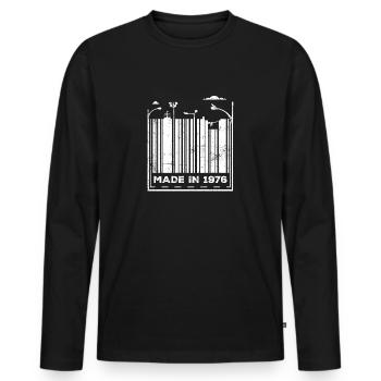 Vintage 1976 - Männer Premium Bio Langarmshirt - Schwarz - Vorne - Nico (187cm)