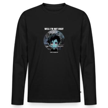 Ok Guy - Men's Premium Organic Long Sleeve Shirt - black - Front - Nico (187cm)