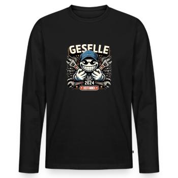 Bestandene Gesellenprüfung Azubi Geselle 2024 - Männer Premium Bio Langarmshirt - Schwarz - Vorne - Nico (187cm)