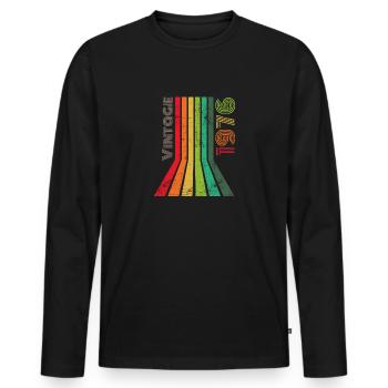 Vintage 1976 - Männer Premium Bio Langarmshirt - Schwarz - Vorne - Nico (187cm)