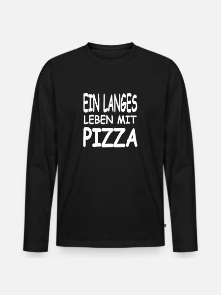 Pizza - Männer Premium Bio Langarmshirt - Schwarz