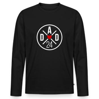 Dad 24 Vektor Farbwechsel möglich - Männer Premium Bio Langarmshirt - Schwarz - Vorne - Nico (187cm)