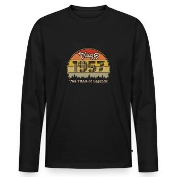 Millésime 1957 - T-shirt manches longues Premium bio Homme - noir - Devant - Nico (187cm)