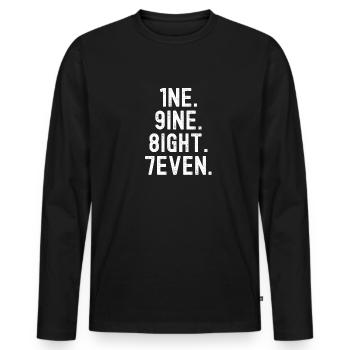 Millésime 1987 - T-shirt manches longues Premium bio Homme - noir - Devant - Nico (187cm)