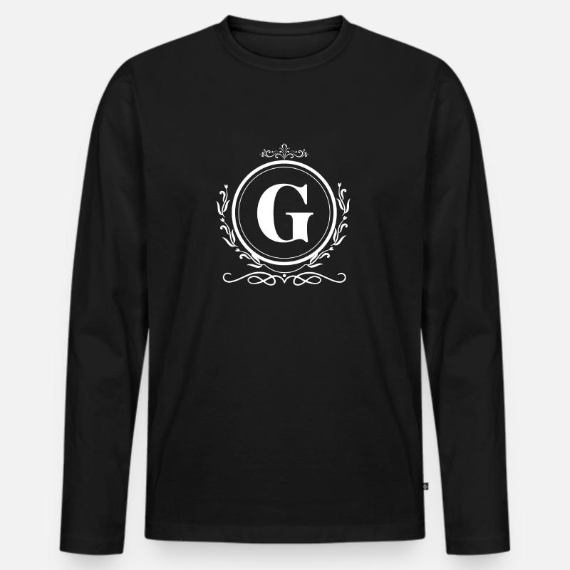 Buchstaben-G-Dekoration - Männer Premium Bio Langarmshirt - Schwarz
