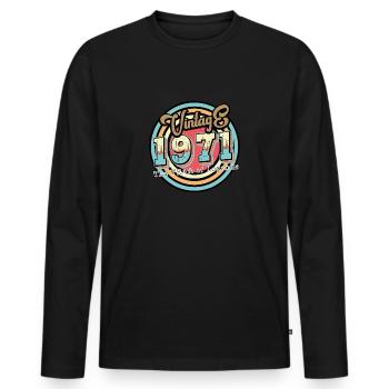 Millésime 1971 - T-shirt manches longues Premium bio Homme - noir - Devant - Nico (187cm)
