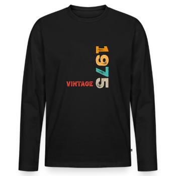Millésime 1975 - T-shirt manches longues Premium bio Homme - noir - Devant - Nico (187cm)