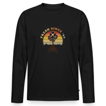 1990 Vintage - Männer Premium Bio Langarmshirt - Schwarz - Vorne - Nico (187cm)