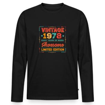 Millésime 1978 - T-shirt manches longues Premium bio Homme - noir - Devant - Nico (187cm)