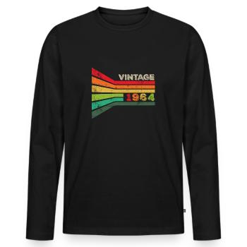 Vintage 1964 - Men's Premium Organic Long Sleeve Shirt - black - Front - Nico (187cm)