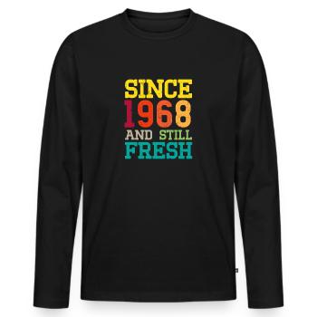 Millésime 1968 - T-shirt manches longues Premium bio Homme - noir - Devant - Nico (187cm)