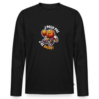 J'Peux pas, J'ai Basket - T-shirt manches longues Premium bio Homme - noir - Devant - Nico (187cm)