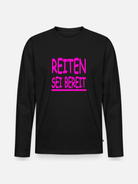 Reiten - Männer Premium Bio Langarmshirt - Schwarz
