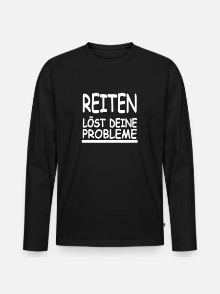 Reiten - Männer Premium Bio Langarmshirt - Schwarz
