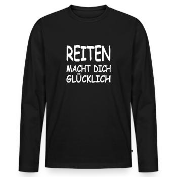 Reiten - Männer Premium Bio Langarmshirt - Schwarz - Vorne - Nico (187cm)