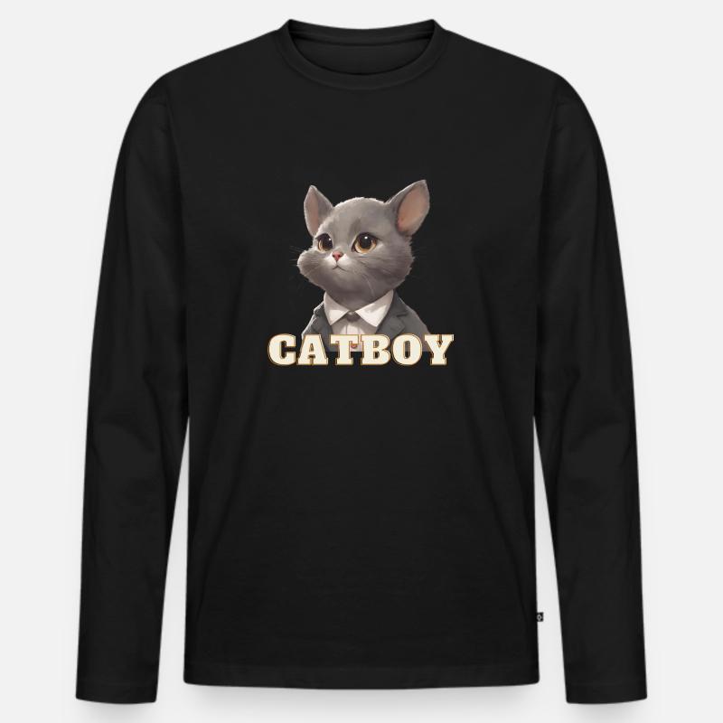 Katze - Männer Premium Bio Langarmshirt - Schwarz
