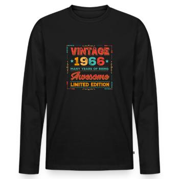 Millésime 1966 - T-shirt manches longues Premium bio Homme - noir - Devant - Nico (187cm)