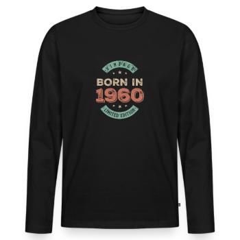 Années 1960 - T-shirt manches longues Premium bio Homme - noir - Devant - Nico (187cm)