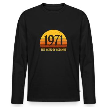 Millésime 1971 - T-shirt manches longues Premium bio Homme - noir - Devant - Nico (187cm)