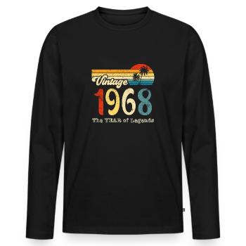 Millésime 1968 - T-shirt manches longues Premium bio Homme - noir - Devant - Nico (187cm)