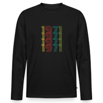 Millésime 1971 - T-shirt manches longues Premium bio Homme - noir - Devant - Nico (187cm)