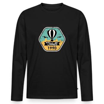 1990 Vintage - Männer Premium Bio Langarmshirt - Schwarz - Vorne - Nico (187cm)