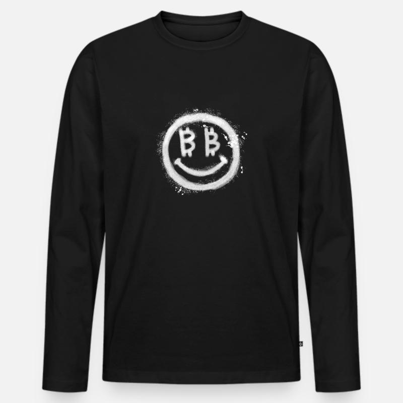 Bitcoin Smile - Männer Premium Bio Langarmshirt - Schwarz