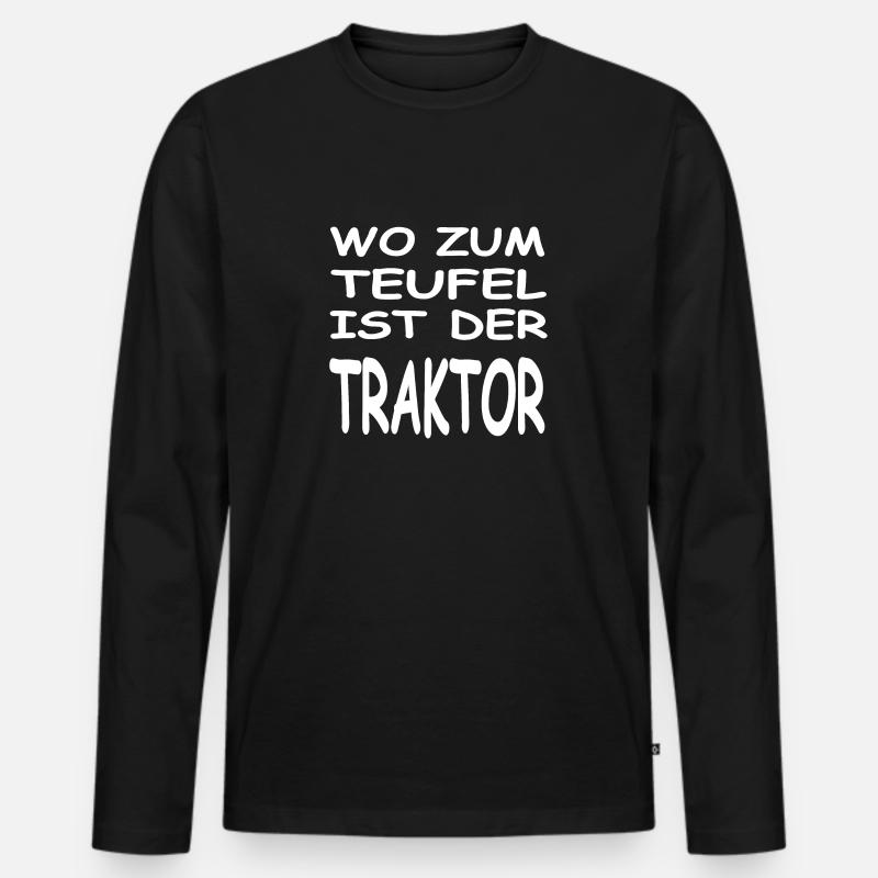 Traktor - Männer Premium Bio Langarmshirt - Schwarz