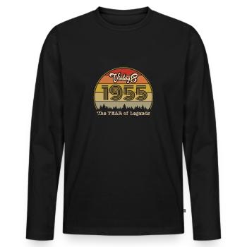 Millésime 1955 - T-shirt manches longues Premium bio Homme - noir - Devant - Nico (187cm)
