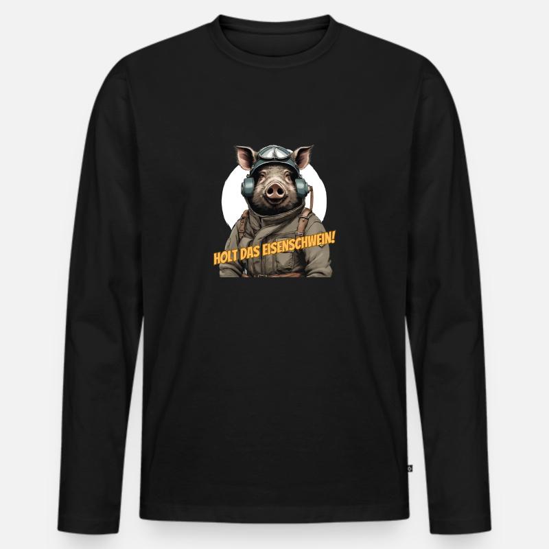 Eisenschwein - Männer Premium Bio Langarmshirt - Schwarz