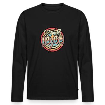Millésime 1968 - T-shirt manches longues Premium bio Homme - noir - Devant - Nico (187cm)