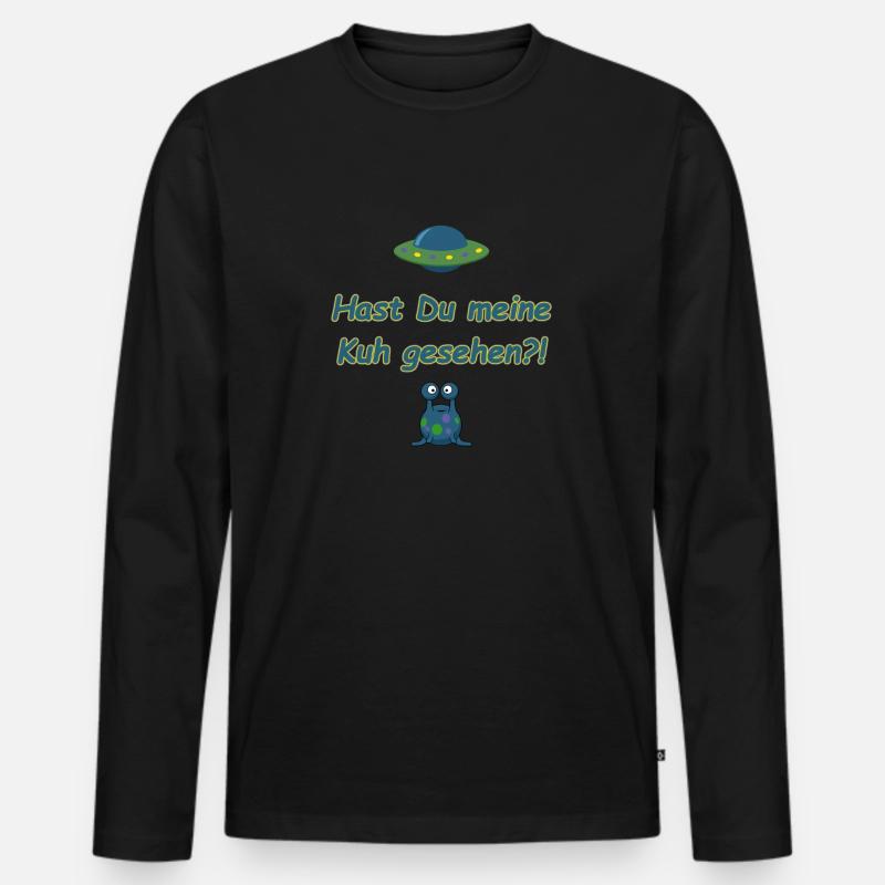 Meine Kuh gesehen - Männer Premium Bio Langarmshirt - Schwarz
