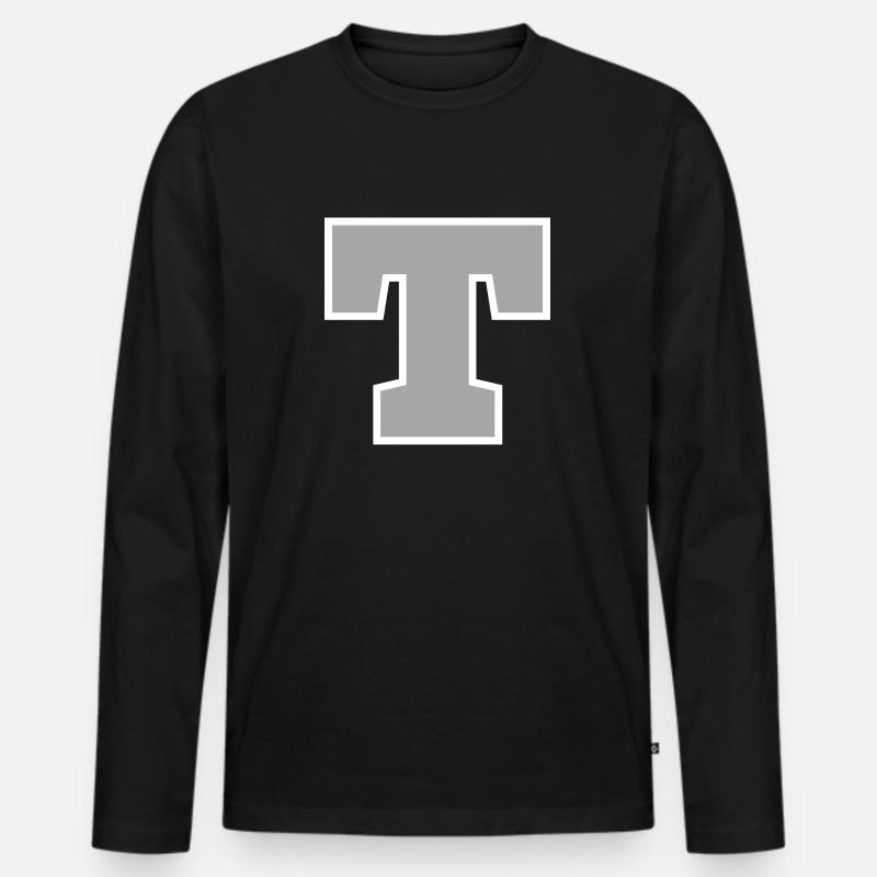 Buchstabe t sport - Männer Premium Bio Langarmshirt - Schwarz