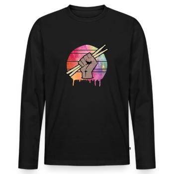 Drummer - Männer Premium Bio Langarmshirt - Schwarz - Vorne - Nico (187cm)