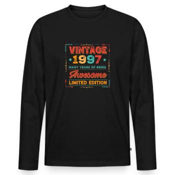 Millésime 1997 - T-shirt manches longues Premium bio Homme - noir - Devant - Nico (187cm)