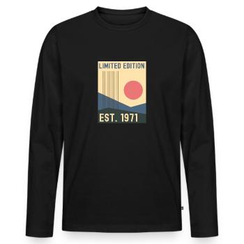 Millésime 1971 - T-shirt manches longues Premium bio Homme - noir - Devant - Nico (187cm)