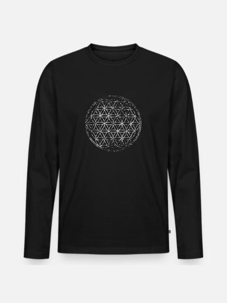 Yoga Spirituell - Flower of Life - Männer Premium Bio Langarmshirt - Schwarz