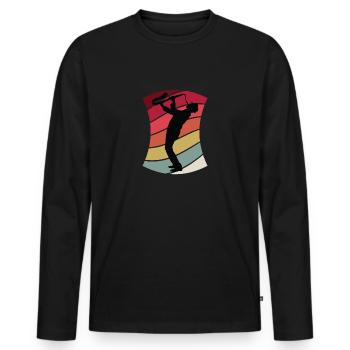Saxophones Jazz Rétro - T-shirt manches longues Premium bio Homme - noir - Devant - Nico (187cm)