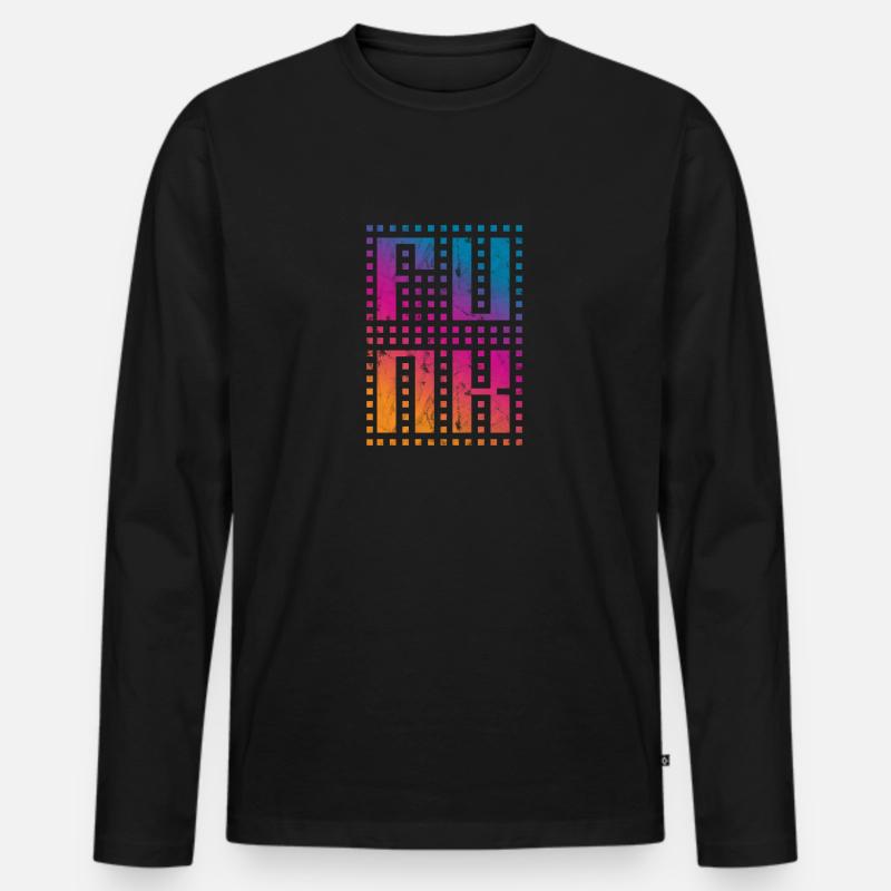 Funk Retro - Männer Premium Bio Langarmshirt - Schwarz