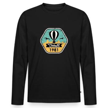 Millésime 1981 - T-shirt manches longues Premium bio Homme - noir - Devant - Nico (187cm)