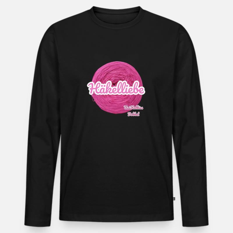 Häkelliebe - Männer Premium Bio Langarmshirt - Schwarz
