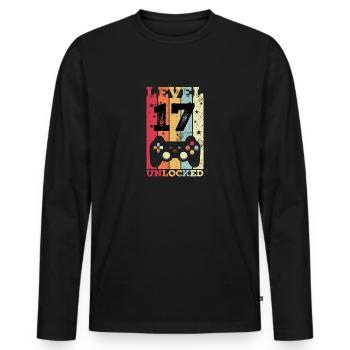 17th Birthday 17 Years Gamer - Men's Premium Organic Long Sleeve Shirt - black - Front - Nico (187cm)