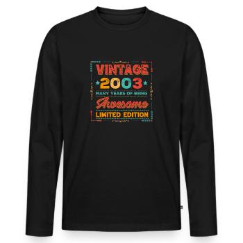 Millésime 2003 - T-shirt manches longues Premium bio Homme - noir - Devant - Nico (187cm)