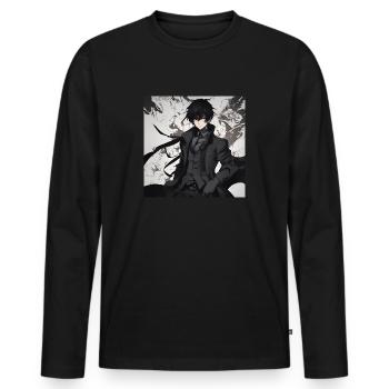 Anime Dark Boy - Men's Premium Organic Long Sleeve Shirt - black - Front - Nico (187cm)