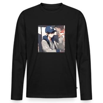 Geek boy anime - Men's Premium Organic Long Sleeve Shirt - black - Front - Nico (187cm)