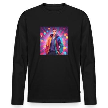 Colorful anime boy - Men's Premium Organic Long Sleeve Shirt - black - Front - Nico (187cm)