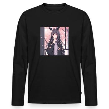 Cute girl anime - T-shirt manches longues Premium bio Homme - noir - Devant - Nico (187cm)